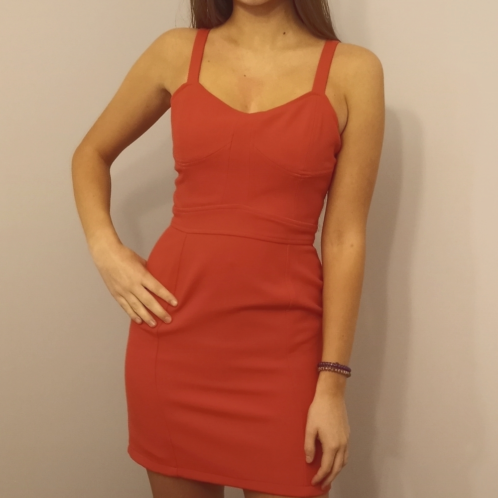 Sparkle & Fade Bodycon Dress, Coral Red, Adjustable Straps